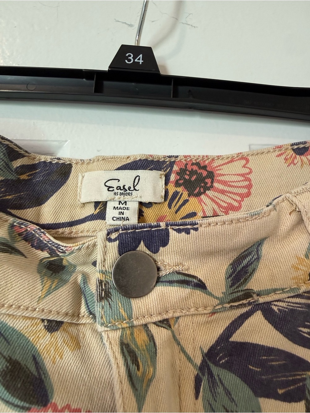 Floral Wide-Leg Pants - Cream with Pink & Blue Flowers - Picture 2 of 3